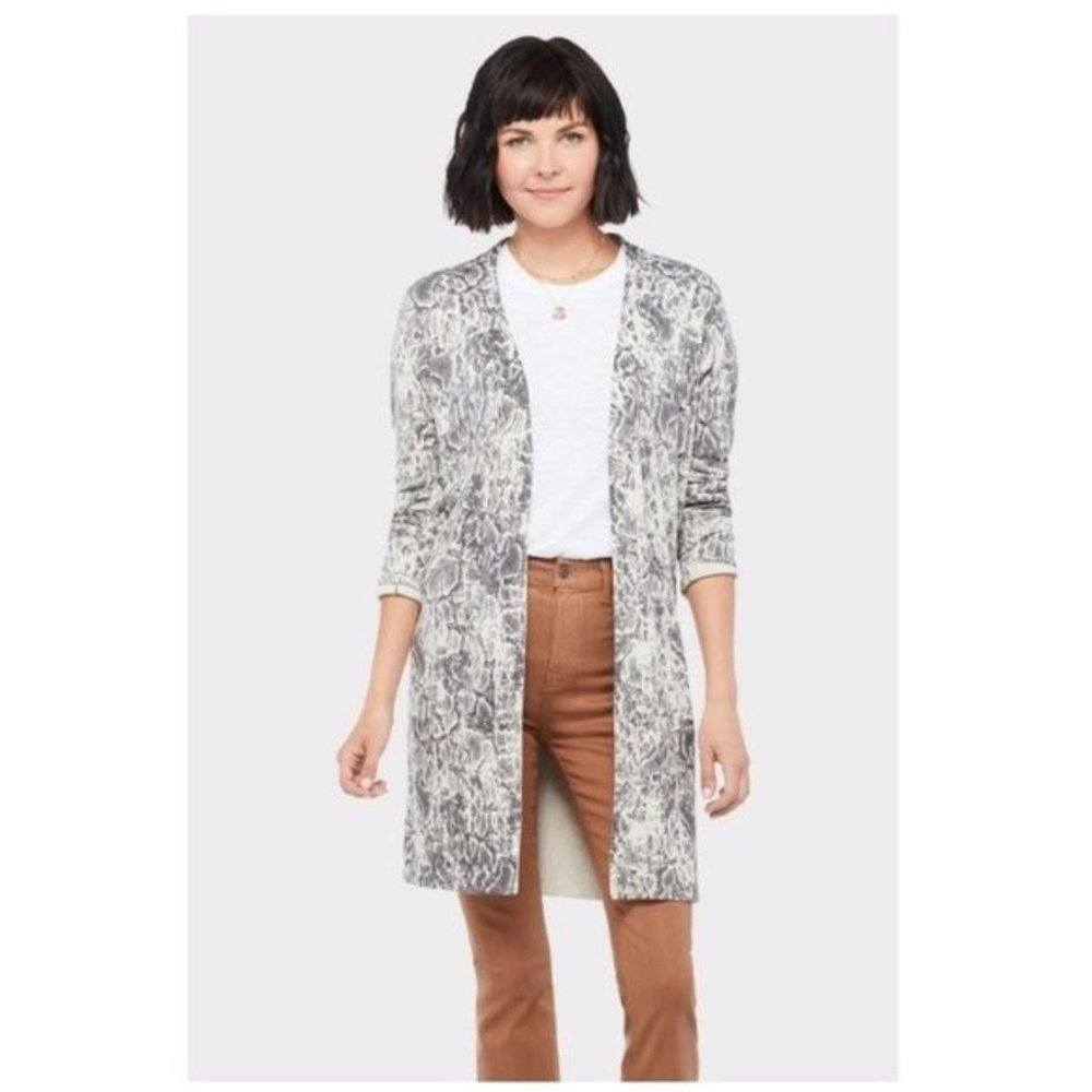 Sanctuary Womens Lenox Gray Snake Cardigan Sweater Long Open Front size Small